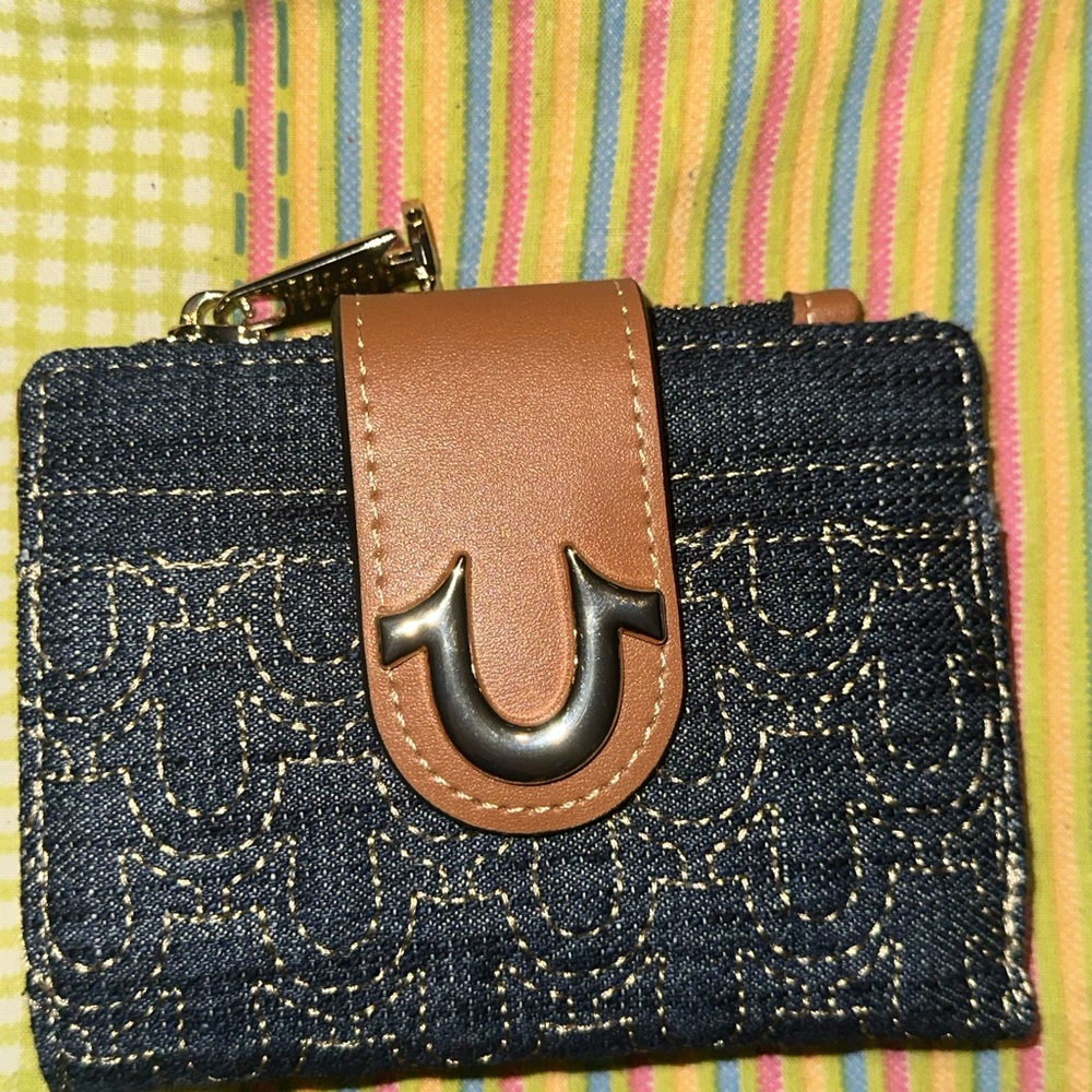 True Religion Denim and Tan Wallet